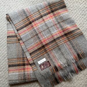 Barneys New York Gray Plaid Scarf